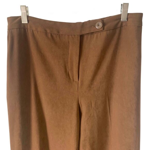 •SOLD•COLDWATER CREEK Camel Brown Faux-Suede Straight Leg Women's Trousers 16 - Picture 2 of 6
